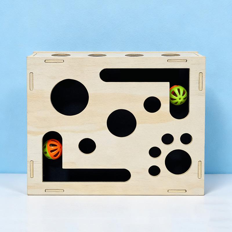 Solid Wood Cat Maze Toy: Interactive Scratching & Digging Game