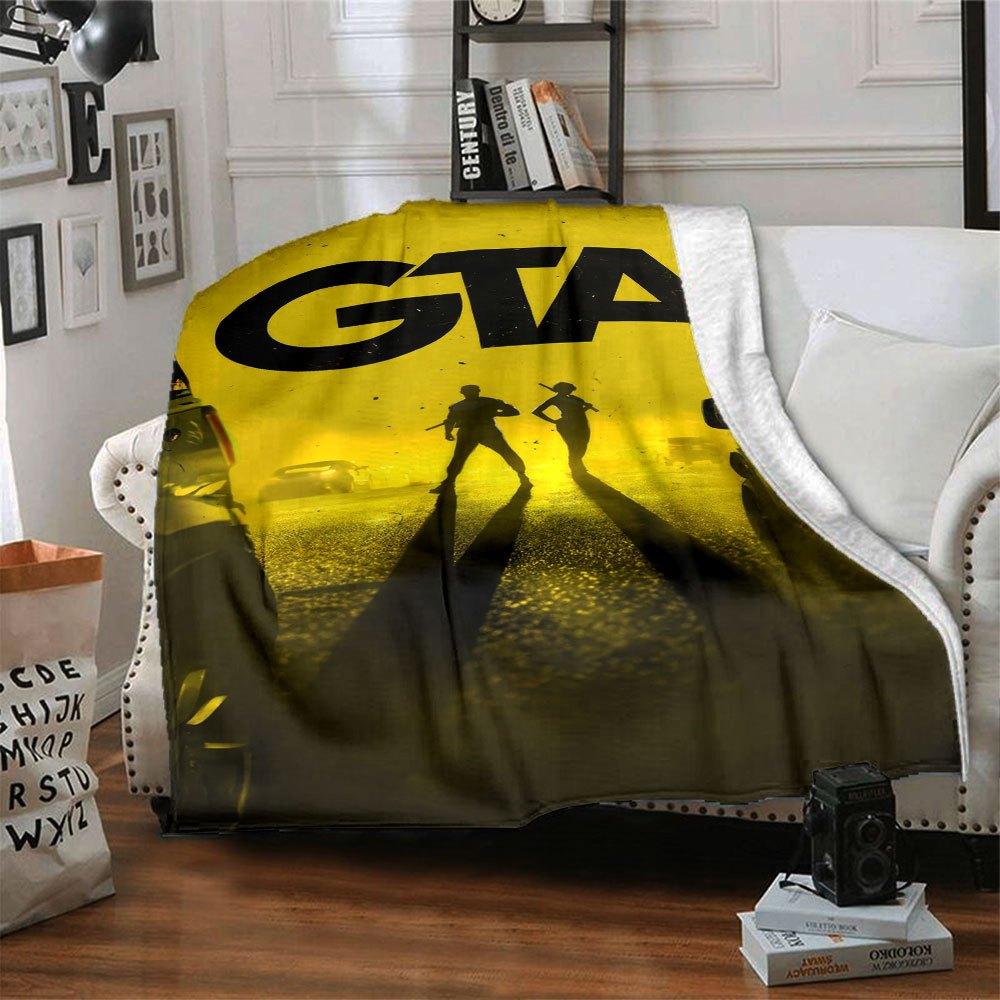 

1pc Grand Theft Auto Soft Flannel Blanket with Designer Print - A cozy blanket for all seasons, perfect for the couch, bed, officeB22 80cmx120cm(31inx47in)