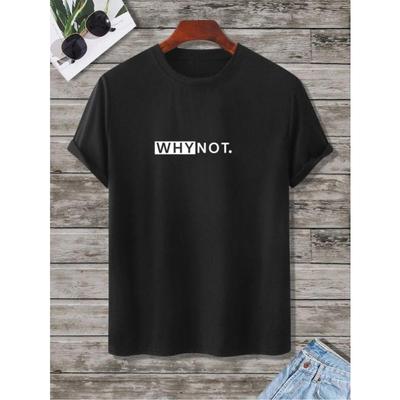 Men'S Casual Short Sleeve T-Shirt - Regular Fit Round Neck Tee with Bold "WHYNOT" Letter Print, Digital Heat Transfer Graphic Comfortable Clothing
