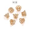 100 Pieces Crown Bead Caps Metal Bead Caps 12x15mm Filigree Bead Caps for Jewelry Making Crafting Supplies