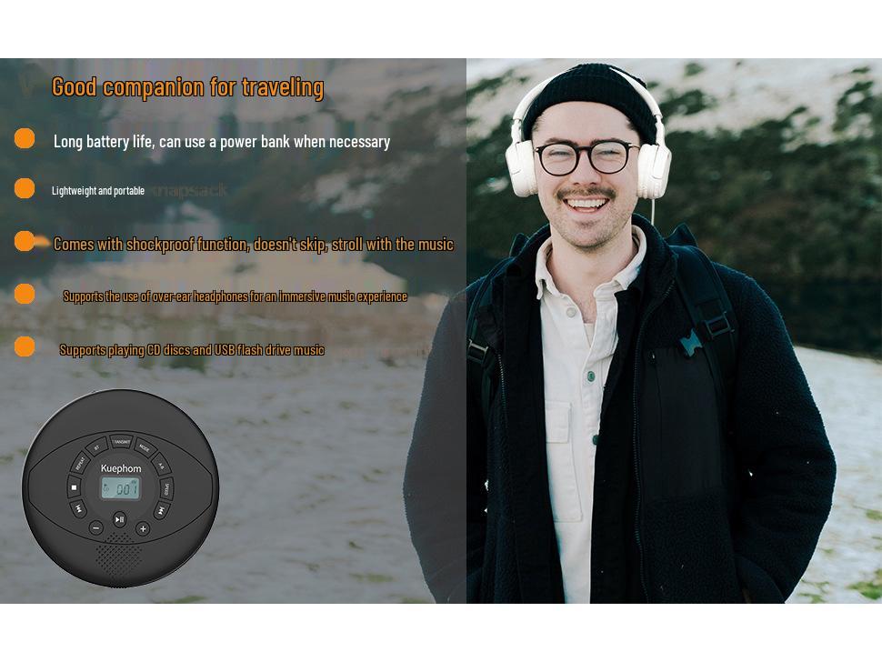 Portable Bluetooth CD/MP3 Player with USB Support for English Learning and Music Playback