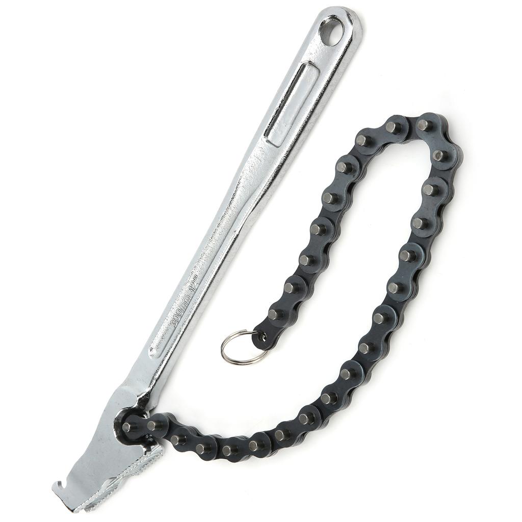 Chain Wrench High Hardness Surface Polished ChromePlated Chrome Vanadium Steel Hand Tool(12in )