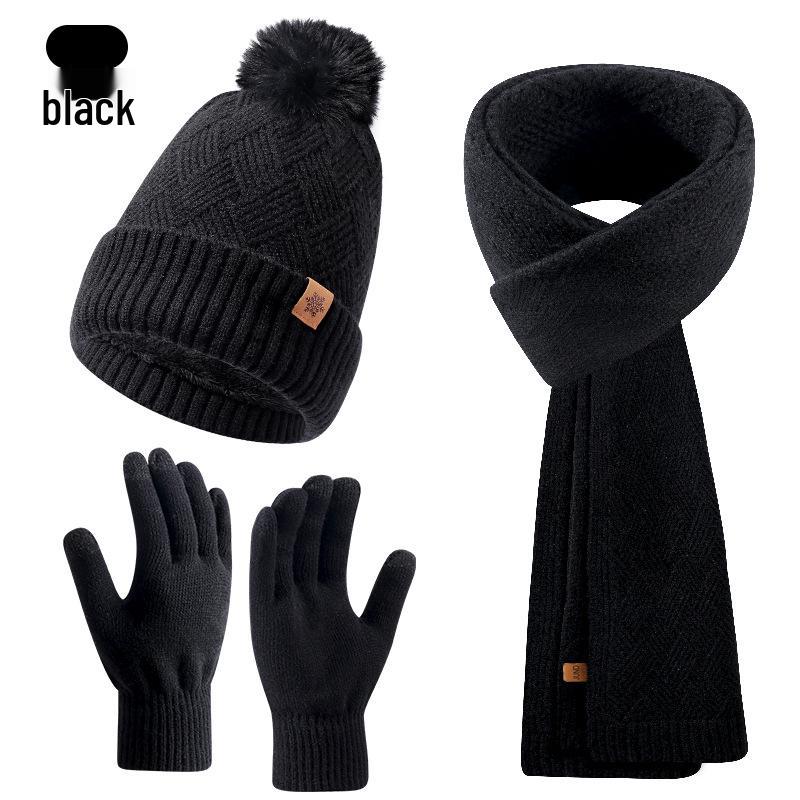 Women's Winter Knit Hat, Scarf, and Gloves Set - Double Layer Fleece Lined for Warmth