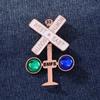 2Pcs European and American Fashion New Product Direction Signs, Metal Badges, Bags, Accessories Traffic Lights, Street Signs, Brooches