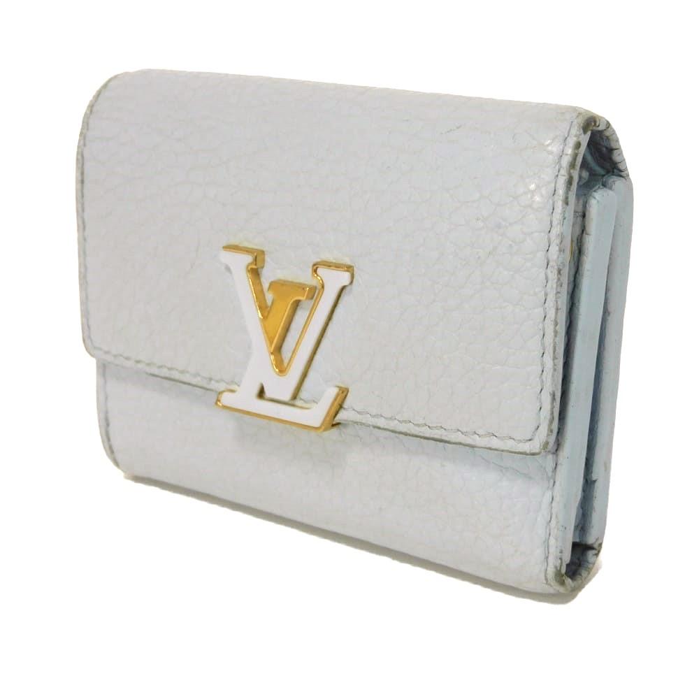 Used 12564 Portefeiulle Capucines XS M69061 7942 LV Logo Pastel Light Blue Japan Exclusive Taurillon Clemence Blue