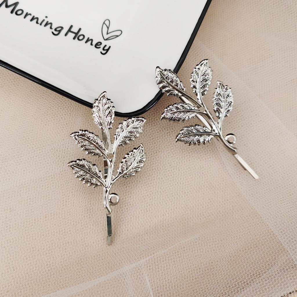 Gold Color Metal Leaf Hair Clip Girls Hairpin Barrette Flowers Rhinestone Hairpins Women Accessories Jewelry Gifts