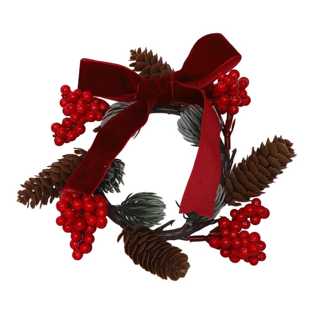 Bow/Flower Christmas Candle Ring Candlestick Wreaths Fireplace Mantel Decor