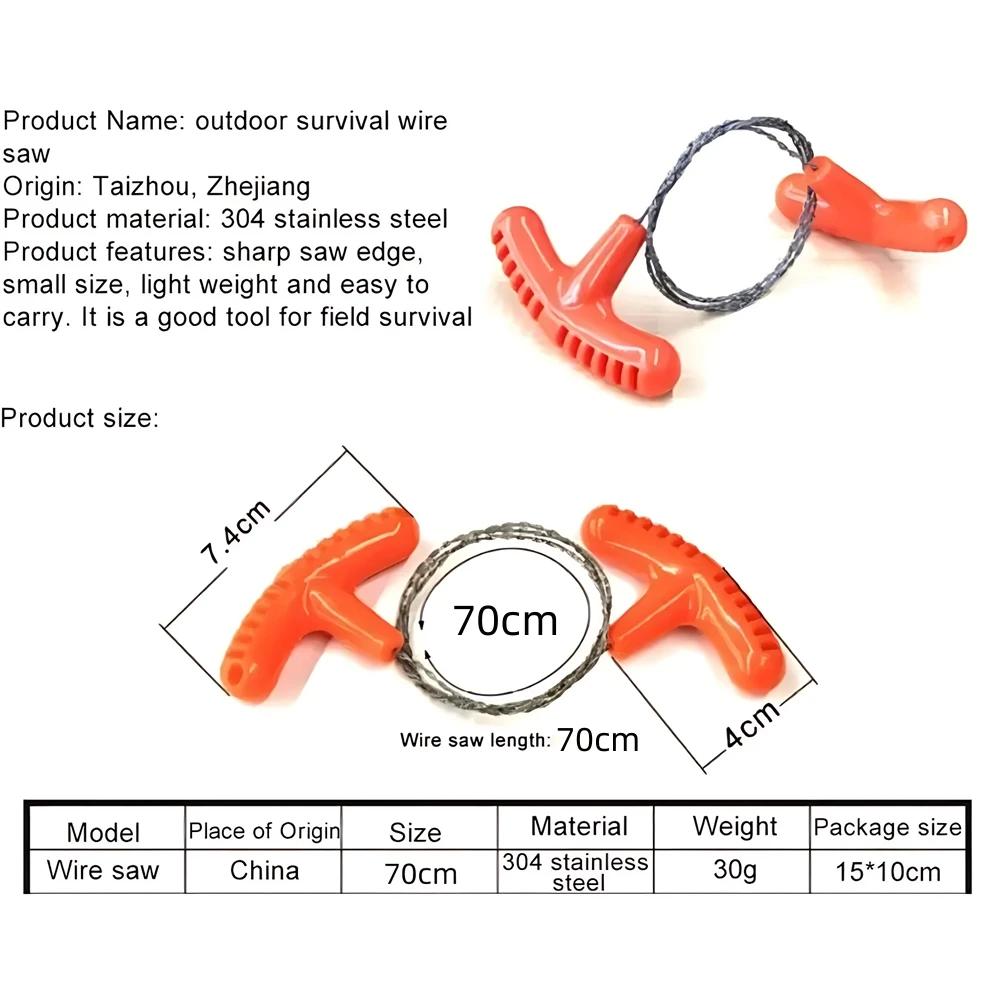 1/2PCS Portable Stainless Steel Wire Saw with Finger Handle Outdoor Camping Hiking Pocket Manual Cutting Chain Saws Survive Tool