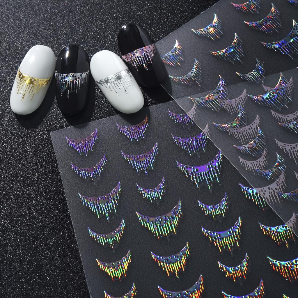 Nail Sticker Golden Plated Stickers Quicksand Golden Moonlight Silvery Laser Decal Nail Decoration Accessories