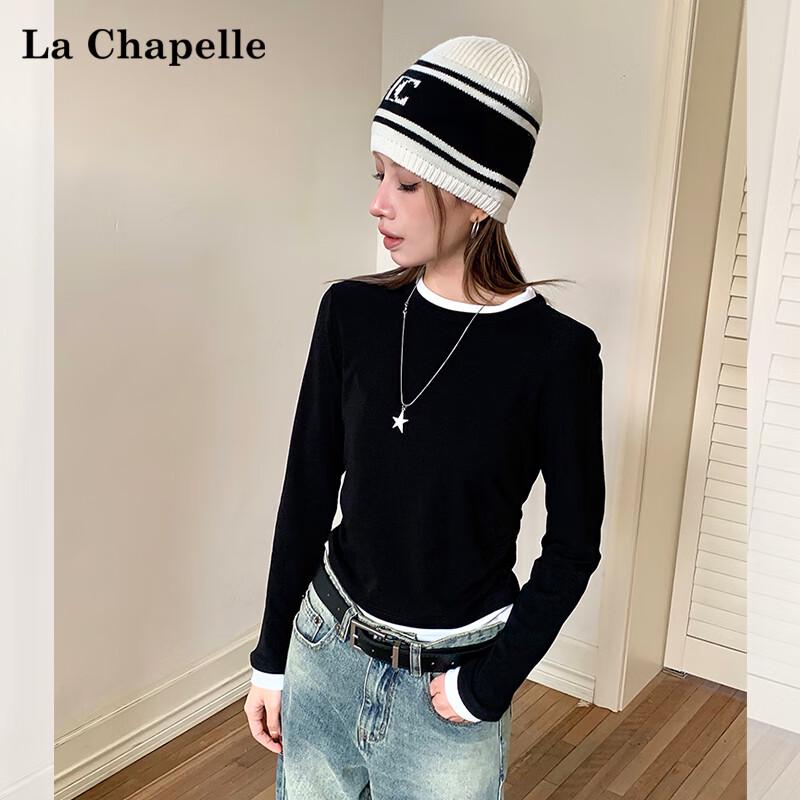 La Chapelle Women's Faux Two-Piece Long Sleeve Base Shirt