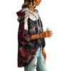 Women's Halloween Print Hooded Pullover Top with 3/4 Sleeves