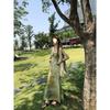 Smudge suspender dress women's summer green waist beach gauze skirt seaside vacation dress