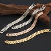 15MM Wide 8/8.86 Inches Long Watch Chain Wristband Men Bracelet for Men Black Gold Tone Stainless Steel Boys Jewellery