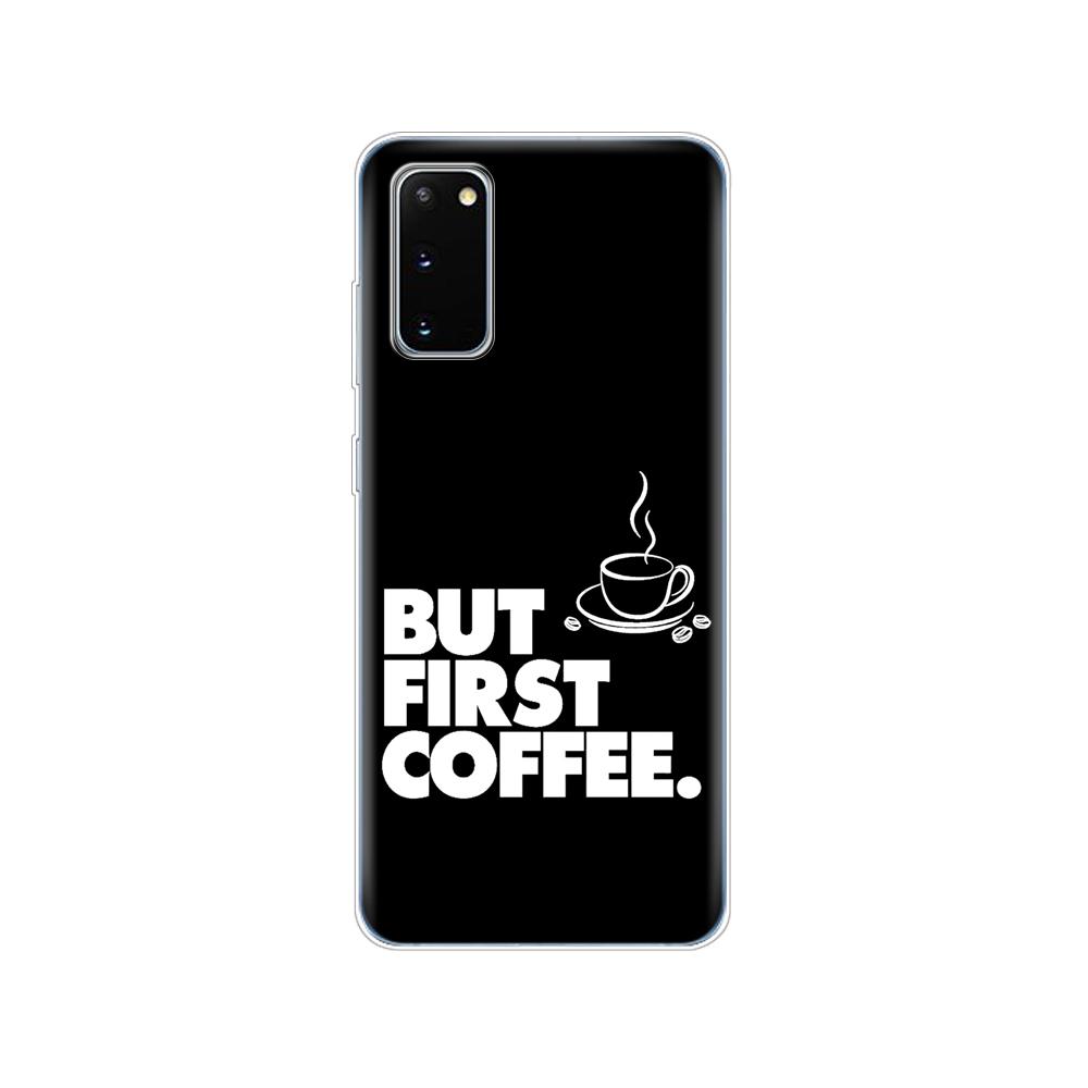 Silicon Case For Samsung Galaxy S20 PLUS Ultra S10 Lite Phone Cover For Samsung Note 10 Plus Lite Case Ok But First Coffee