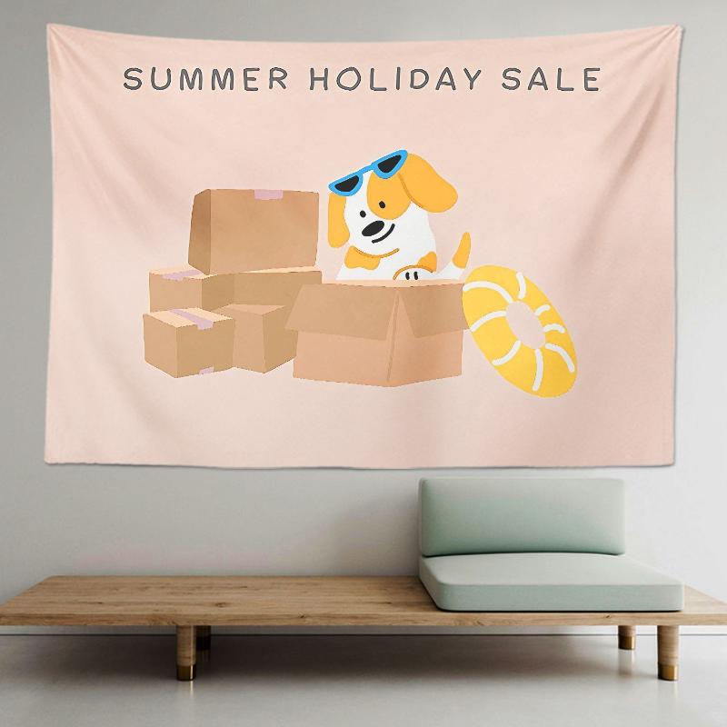 Cute Dog Tapestry Aesthetic Wall Hanging Bedroom Living Room Children's Room Boho Wall Art Decor Home Decoration