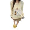Slack Puppy Print Yellow Long-sleeved T-shirt Women's Summer New Korean Loose Sunscreen Versatile Crew Neck Top