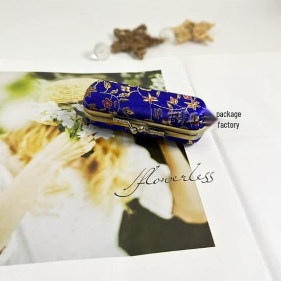 Vintage Brocade Embroidered Lipstick Case with Mirror