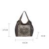 Women Fashion Embroidered Cashew Flower Nylon Shoulder Bag Casual Polyester Lining No-Closure Shopping Tote Bag CLE