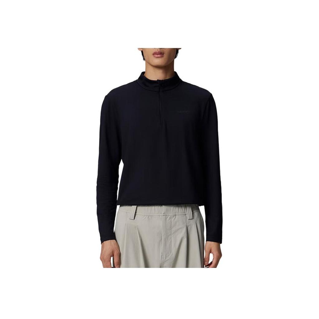 Saucony Stand Collar Long Sleeve Solid T-Shirt Men Tops Black SC2240129B-BK01