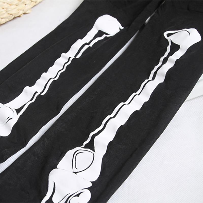Women's Stockings Sexy Thin Black Thin Leggings Halloween Skeleton Silk Tights Skull Print Pantyhose Cosplay Party