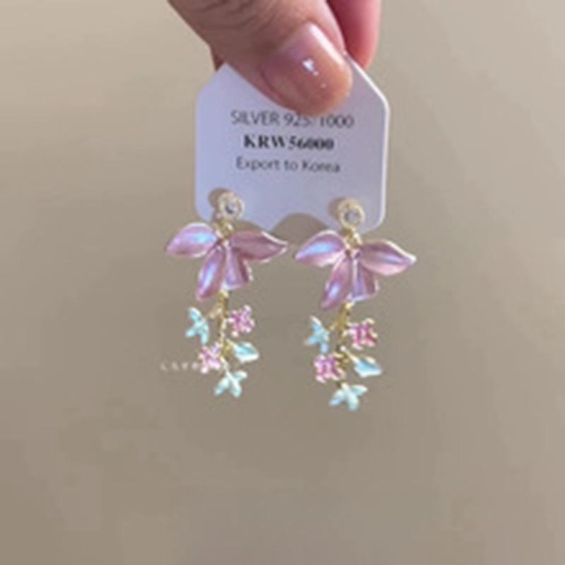 Summer Dopamine Colored Flower Stud Earrings Women's Vacation Atmosphere Versatile Earrings Fashion Smudge Temperament Earrings