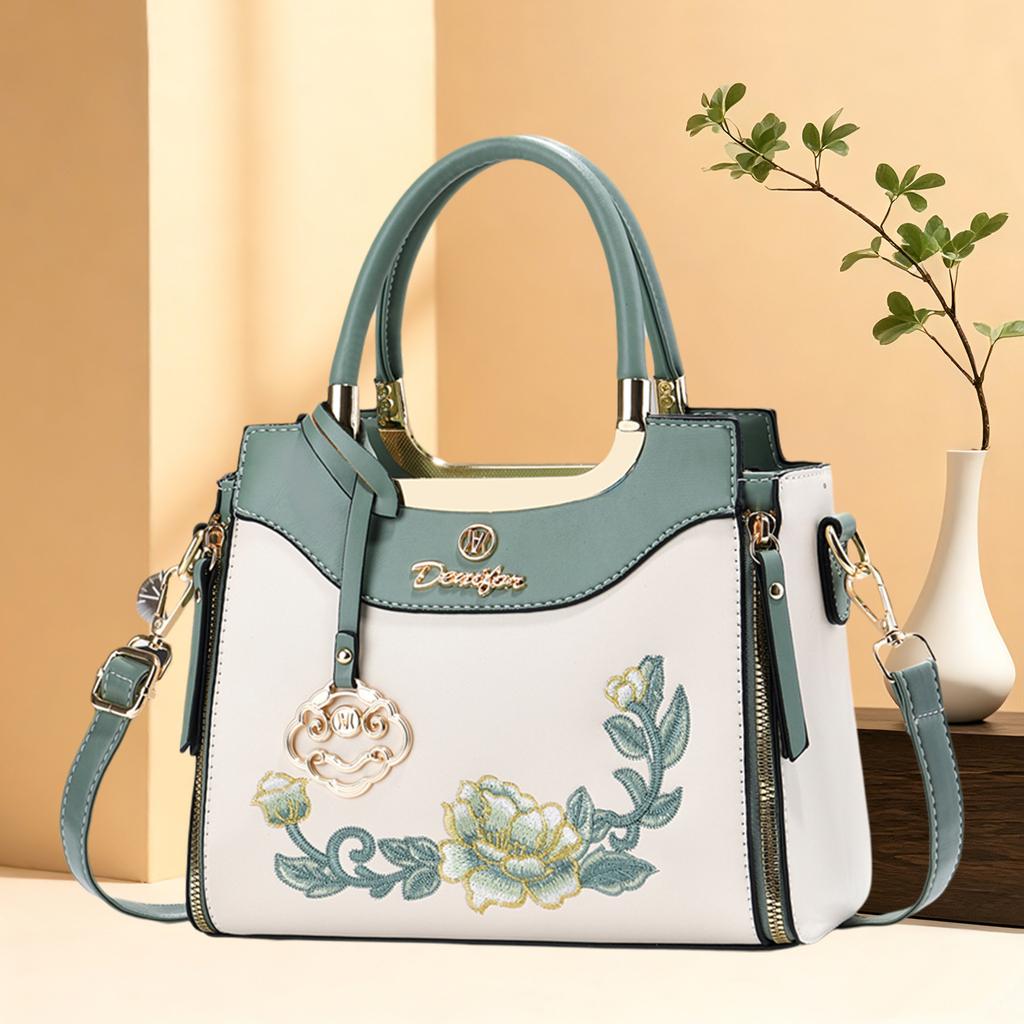 Luxury Chic Chinese Embroidery Small Handbag For Mom, Stylish Versatile Shoulder Crossbody Bag Suitable For Middle Aged Ladies Daily Outing Wedding