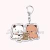 Cute Bubu Dudu Love Keychains Couple Bear Panda Acrylic Keyring for Accessories Bag Pendant Key Chain Jewelry Fans Lovers Gifts