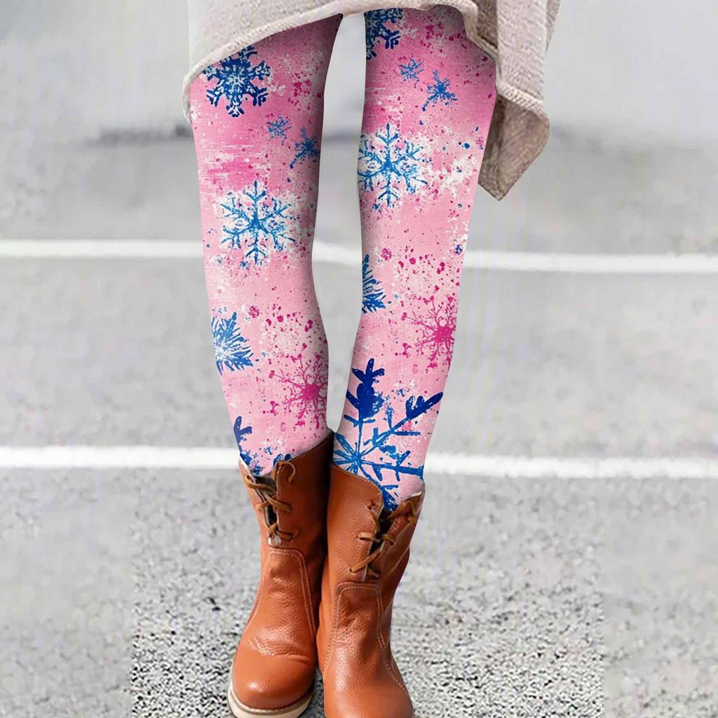 Spodnie damskie z nadrukiem świątecznym, elastyczne, miękkie, codzienne, domowe, do spania