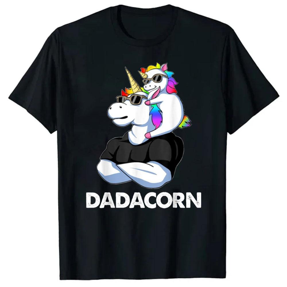 Dadacorn Unicorn Dad and Baby Christmas Papa Father's Day Gift Unisex T-Shirt High Quality Cotton Tops Street Fashion