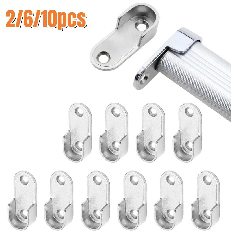 2/6/10pcs Oval Closet Rod Brackets,Wardrobe Clothes Tube Support,Thickened Zinc Alloy Rods Holder,Hanging Clothes End Supports