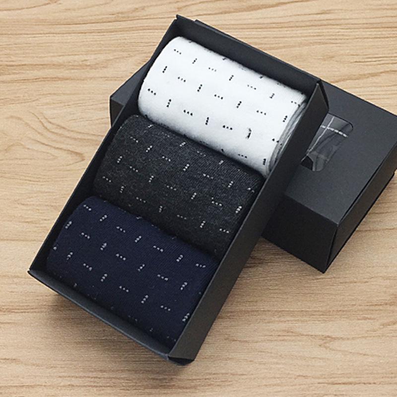 

Men s Mid-Calf Cotton Socks Gift Box - 3 Pairs, Solid Colors, Autumn & Winter Collection One Size