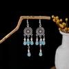 Bohemian Fringed Turquoise Earrings, Retro Minority Style Earrings, Personalized Temperament Earrings.