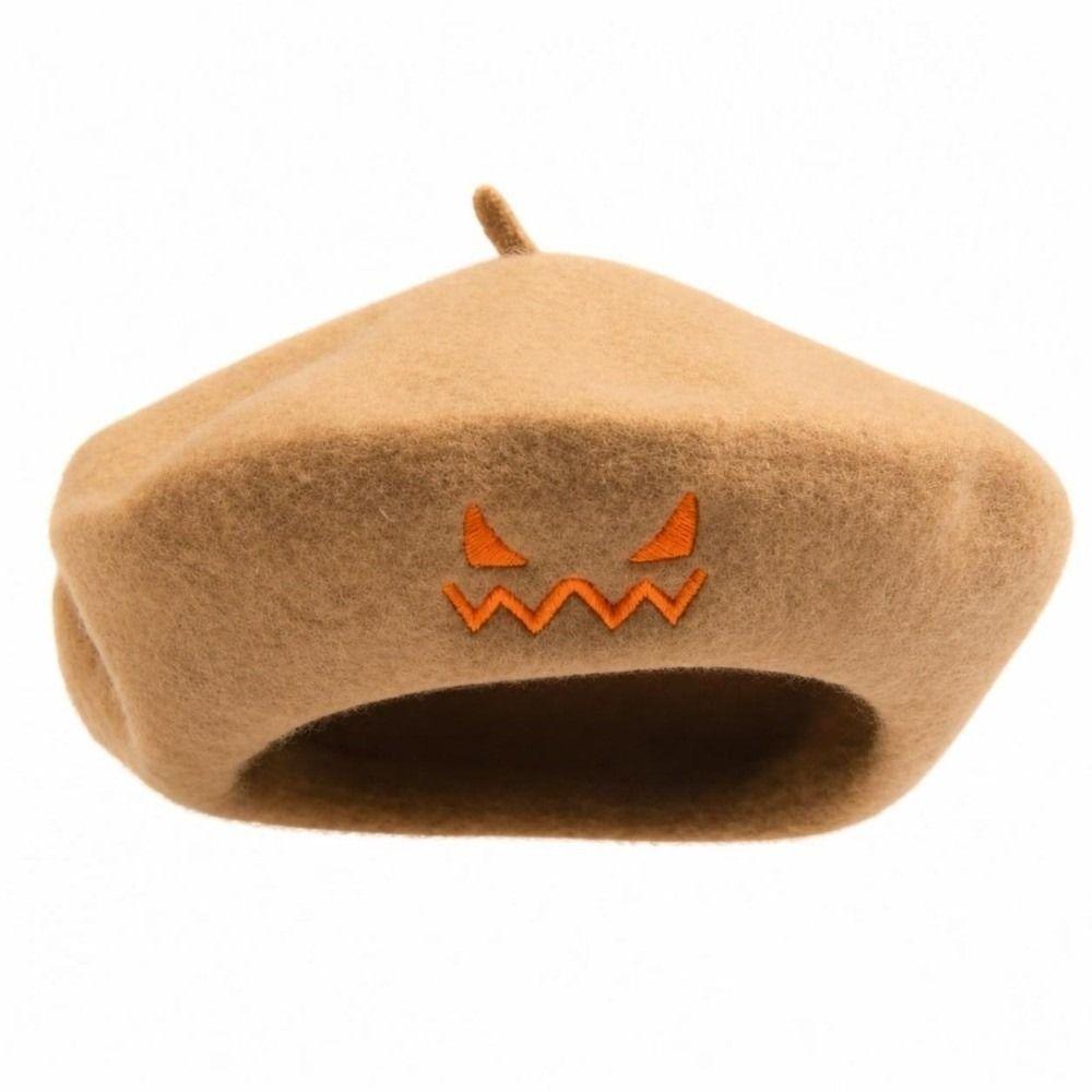 Embroidered Face Painter Hat Lightweight Artist Hat Warm Pumpkin Beret Hat  Autumn Winter Wear