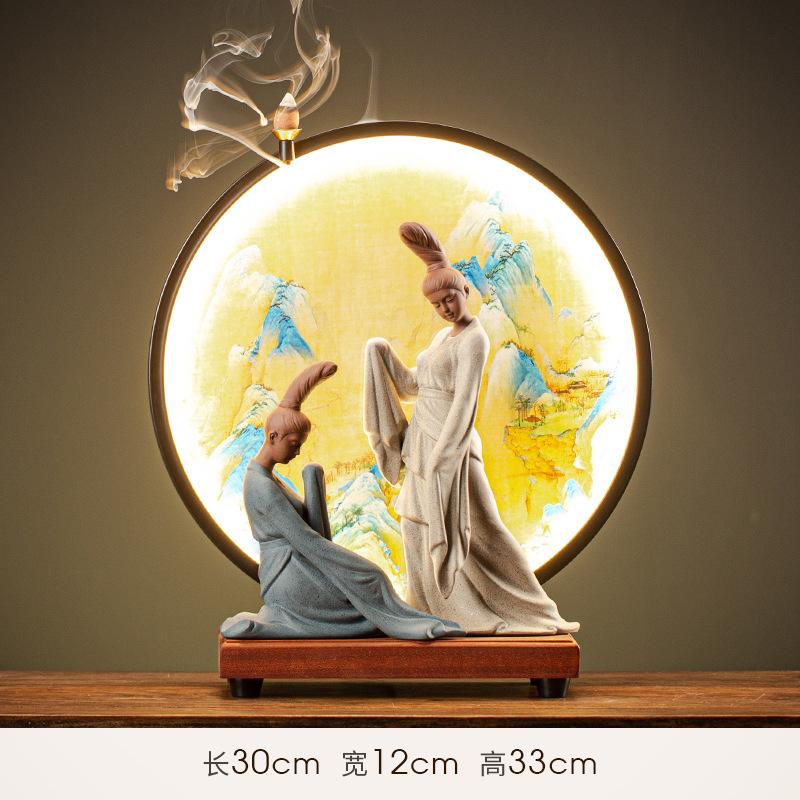 Zen Chinese Ancient Dancing Statue for Women, Beautiful Women Statues, Ceramic, Purple Sand, Tea Room Decorations, Gift