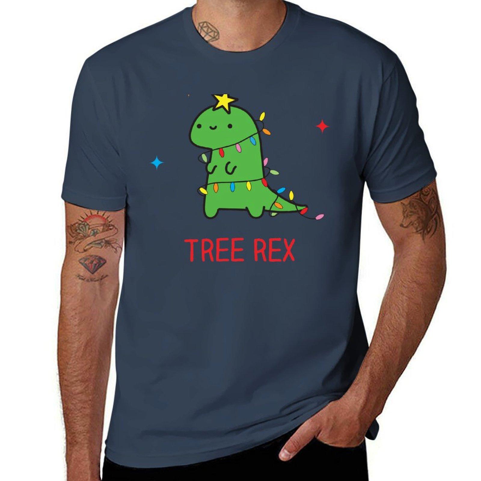 Tree Rex, Christmas dinosaur T-Shirt man t shirt cotton high quality graphic t shirts for man cotton t shirt pack T-Shirt S