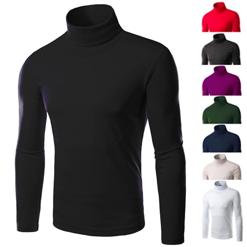 Classic Mens Slim Fit High Neck Knitted Sweater Comfortable Turtleneck Jumper