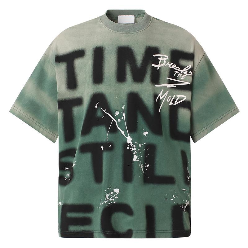 

YPRS Модная футболка с граффити и буквами в стиле хип-хоп, свободного кроя для мужчин - Коллекция весна/лето M зелёный