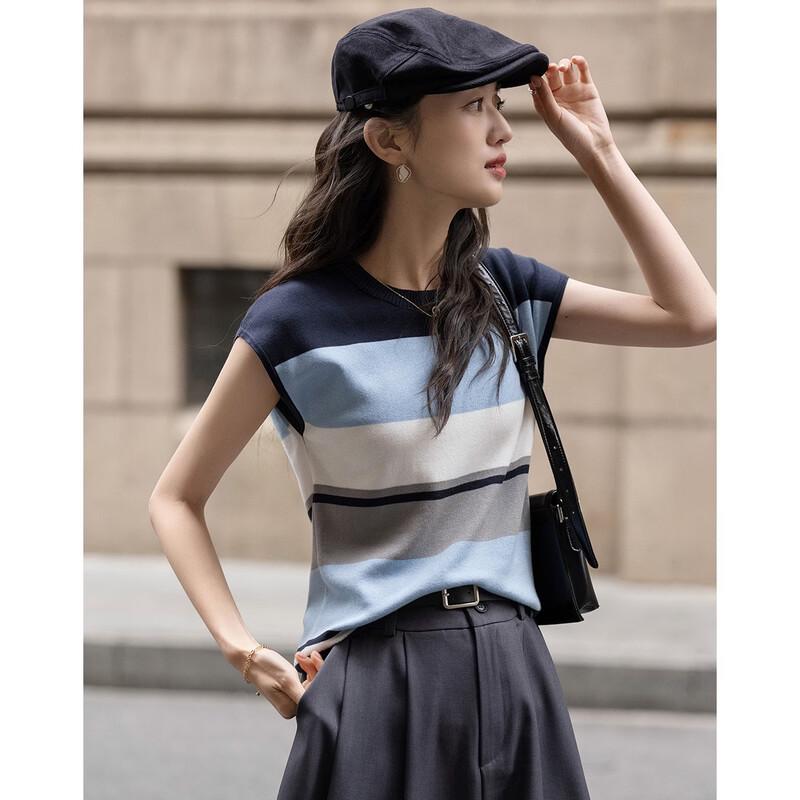 Demana Breathable Lyocell Contrast Stripe Knit Top