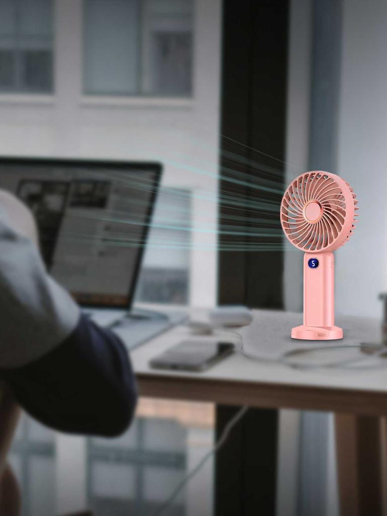 Portable Handheld Fan, Electric Fan with Digital Display, Handheld/neck Hanging/desktop Fan, Eyelash Fan, Makeup Fan