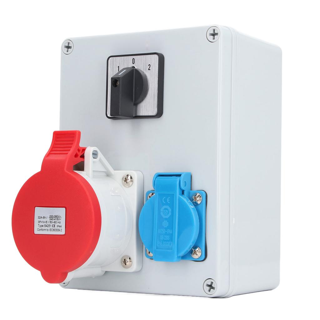 CEE Wall Socket Power Distributor Box 5P 32A 16A Main Switch IP44 Waterproof for Building
