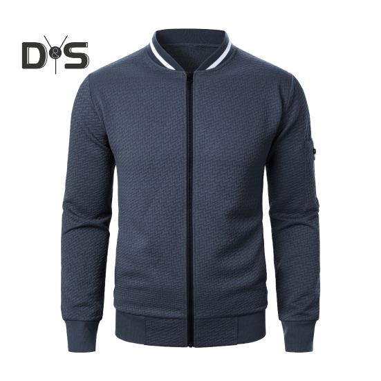 Herren Sweatshirtjacke Jacquard-Design Einfarbig Langarm Casual Top Stehkragen Lockerer Reißverschluss Outdoor Streetwear Mantel Sweatshirts