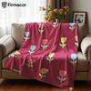 Magenta Tulip Cartoon Anime Print Flannel Blanket Soft Warm Throw for Kids Bedroom Sofa Christmas Office Car