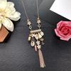 Eastern European style handmade retro fringed long necklace light luxury simple sweater chain crystal pendant versatile accessories