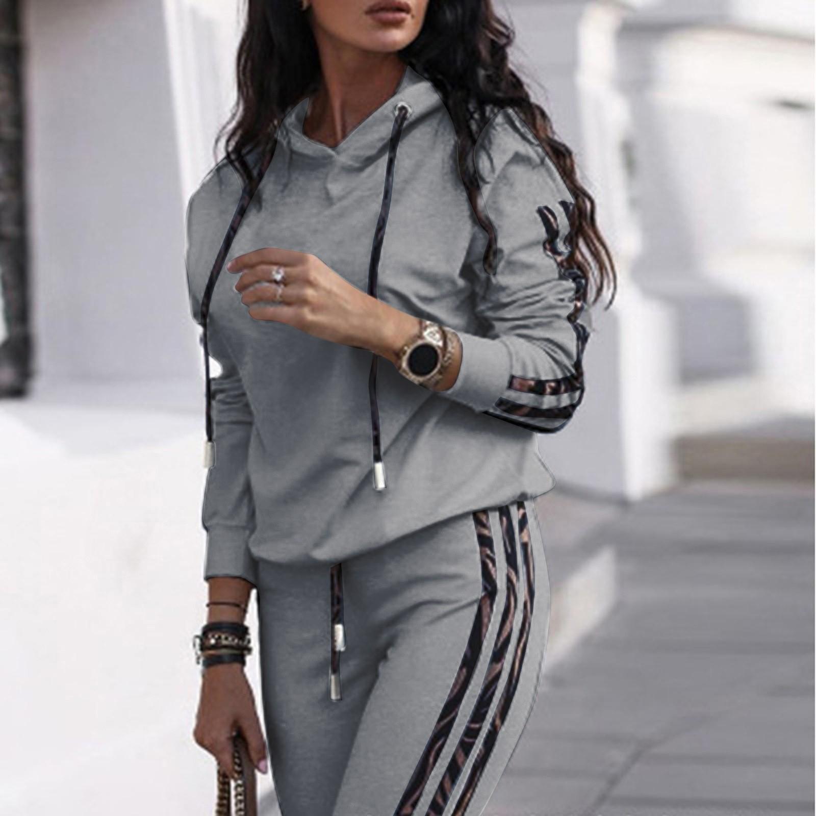 

Женский модный повседневный спортивный костюм с длинным рукавом в тон цвета XL