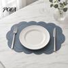 Easy Clean Table Mat 2PCS Leather Placemats, with Embossment Design, Waterproof No-Slip Heat Scratch Resistant Placemat Mats, Flexible Foldable