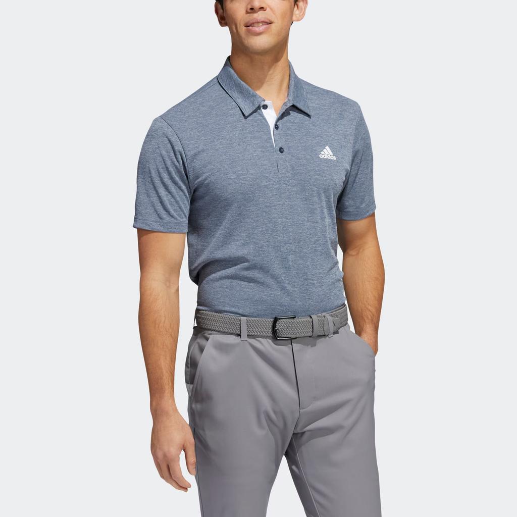 Adidas Performance Drive Heather Polo Shirt Golf Comfortable Breathable Soft Short Sleeve Polo Men tops Navy-Blue H56775