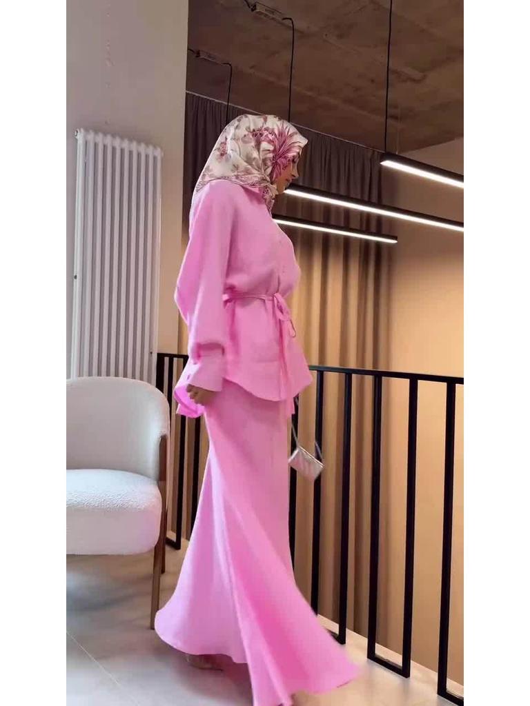 Elegant Summer 2025 Women's Long Sleeve Loose Dress Set