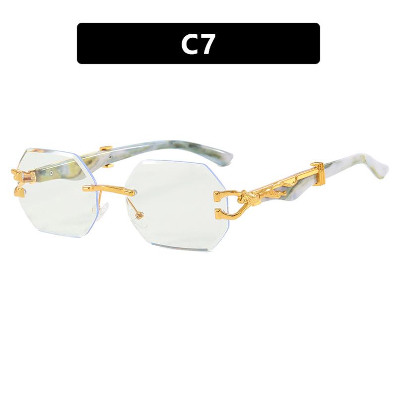 

Солнцезащитные очки без оправы с полигональной неправильной формой, отделанные, уличные солнцезащитные очки as shown