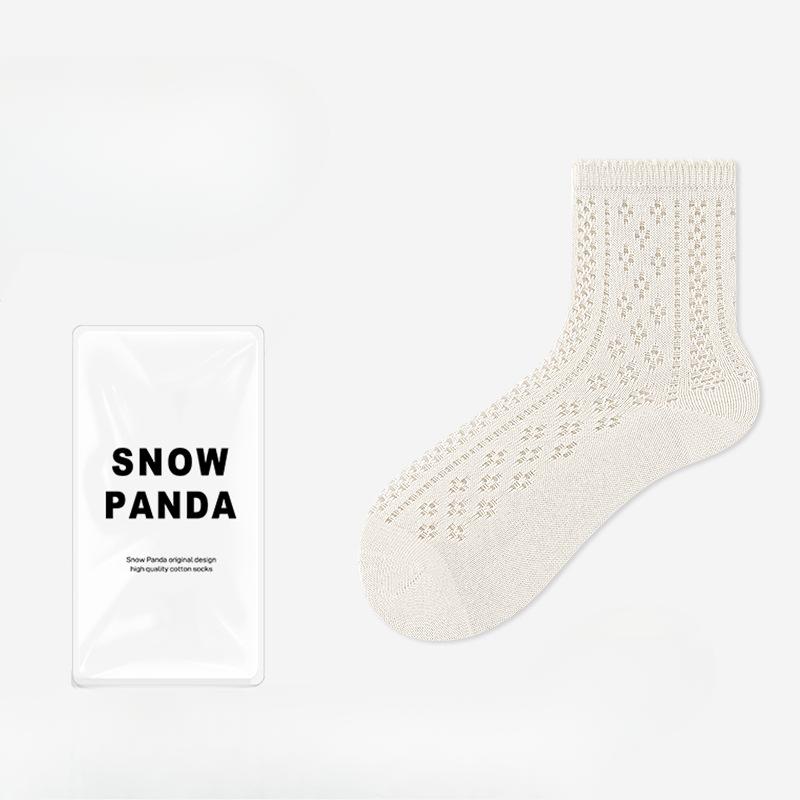 

Женские летние тонкие сетчатые дышащие чулки из чистого хлопка, впитывающие пот, против запаха, антибактериальные кружевные чулки 1 pair белый