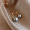 2026 European and American Trendy Copper Alloy Pearl Open Rings Fashion Jewelry Exaggerated Accessory For Womens Elegant Finger